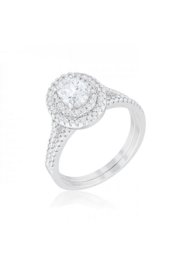 Oval Wedding Ring Set, Size 9