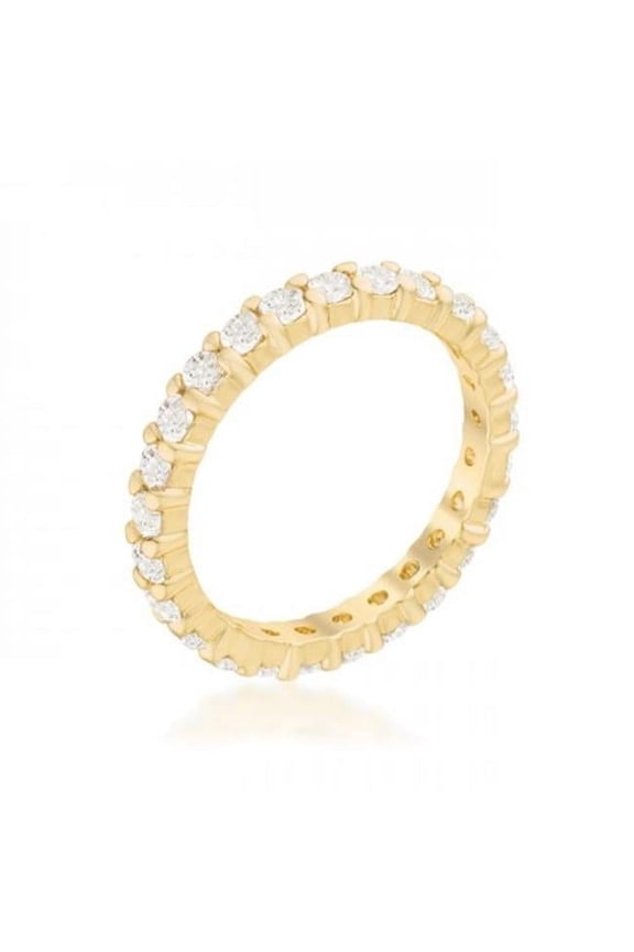 R08210G-C01-07 Goldtone Cubic Zirconia Eternity Band, Size 7