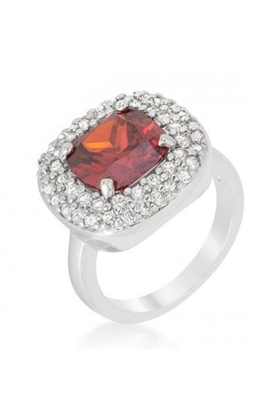 R08378R-C13-05 Micropave Bridal Cocktail Ring, Red - Size 5