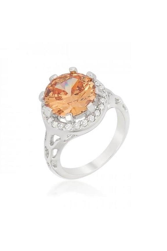 R08382R-C72-08 Champagne Organic Cocktail Ring, Size 8
