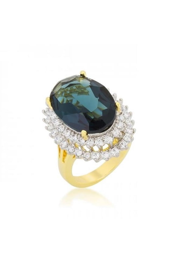 Two-tone Double Halo Cocktail Ring - Size 6