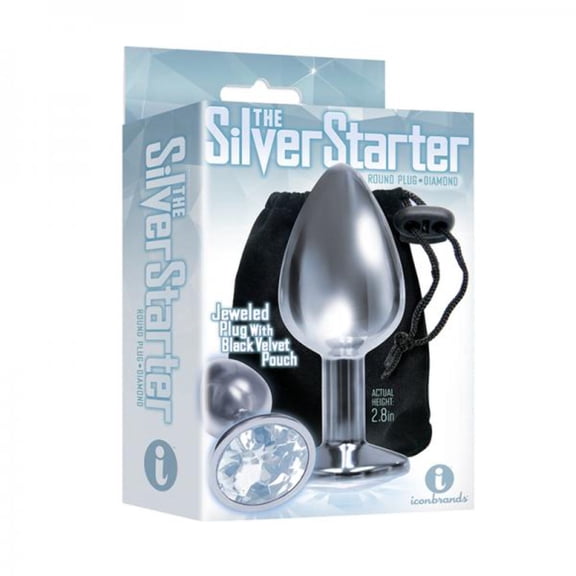 The 9's the Silver Starter Bejeweled Stainless Steel Plug - Diamond
