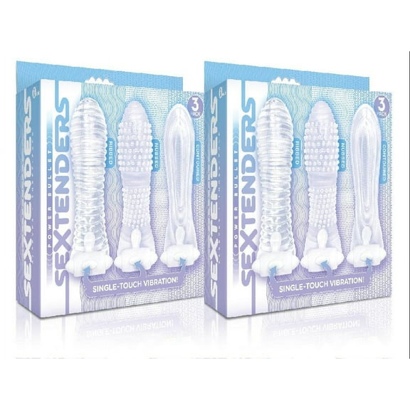 Icon Brands The 9's Vibrating 2 Pack, Nubbed, Contoured, Ribbed, Clear 3-Count Vibrators