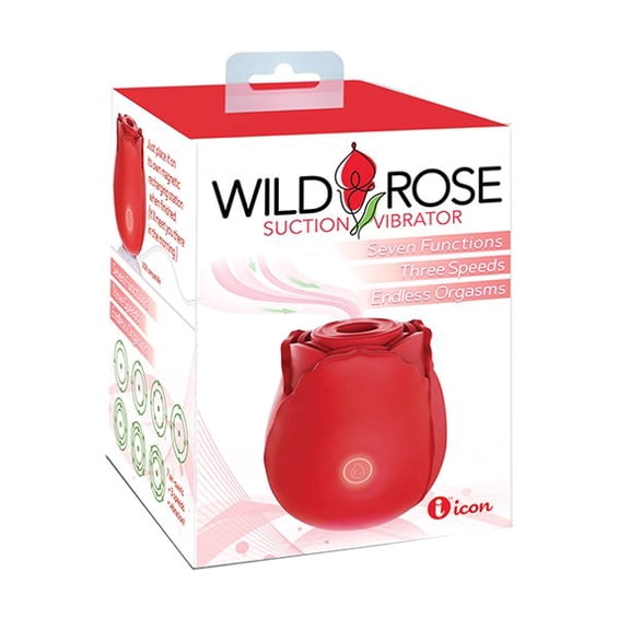 Icon Brands Wild Rose Suction Vibrator - Red
