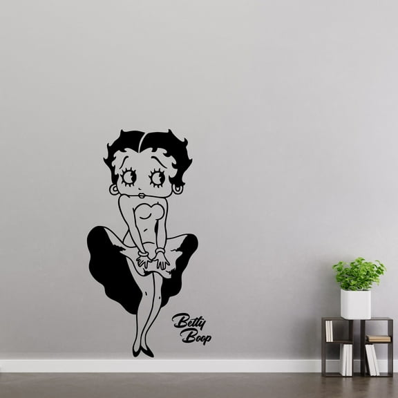Icon Cartoon Character Betty Boop On Marilyn Monroe Famous Pose Wall Art Decal - 14" x 20" Removable Kids Girls Bedroom Living Room Decor Art Design Vinyl Adhesive Home Decoration Sticker