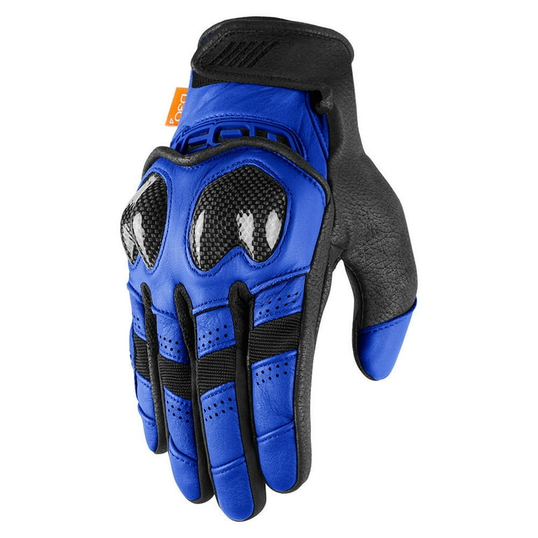 Blue leather shop motorcycle gloves