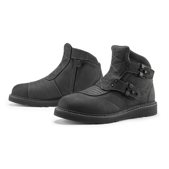 Icon El Bajo2 CE Mens Leather Motorcycle Shoes Black 9 USA
