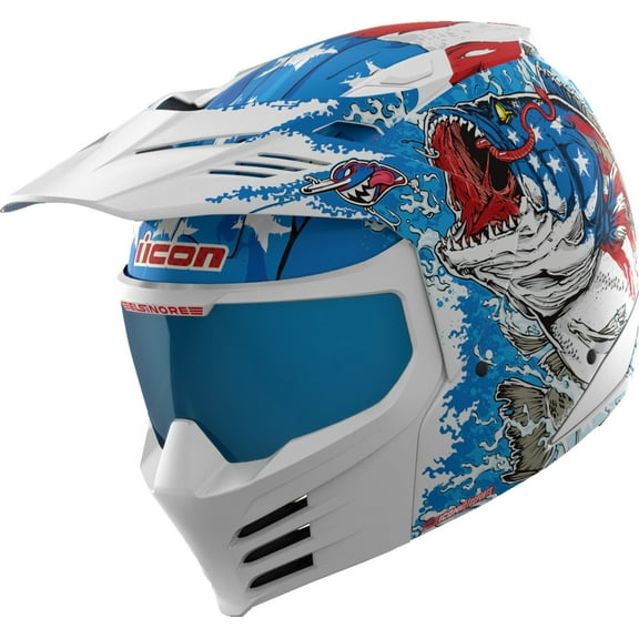 Icon Elsinore American Basstard Modular Motorcycle Helmet Blue XS