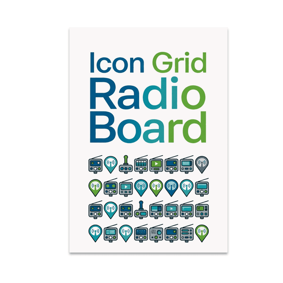 Icon Grid Radio Board Wall Decor - Communication Enthusiast - 13x19 Poster Print