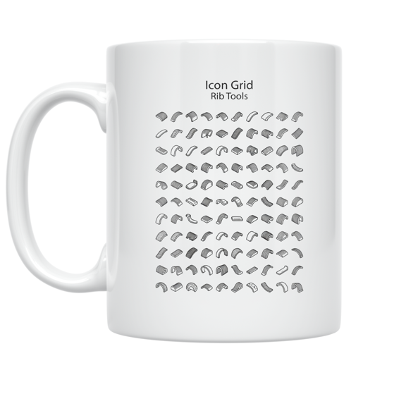 Icon Grid Rib Tools Design - Pottery Enthusiast - 11 oz Ceramic Coffee Mug