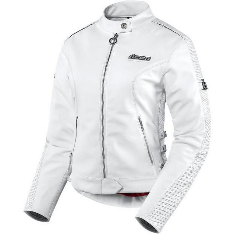 Icon Hella Womens Leather Jacket White Md 2813-0449