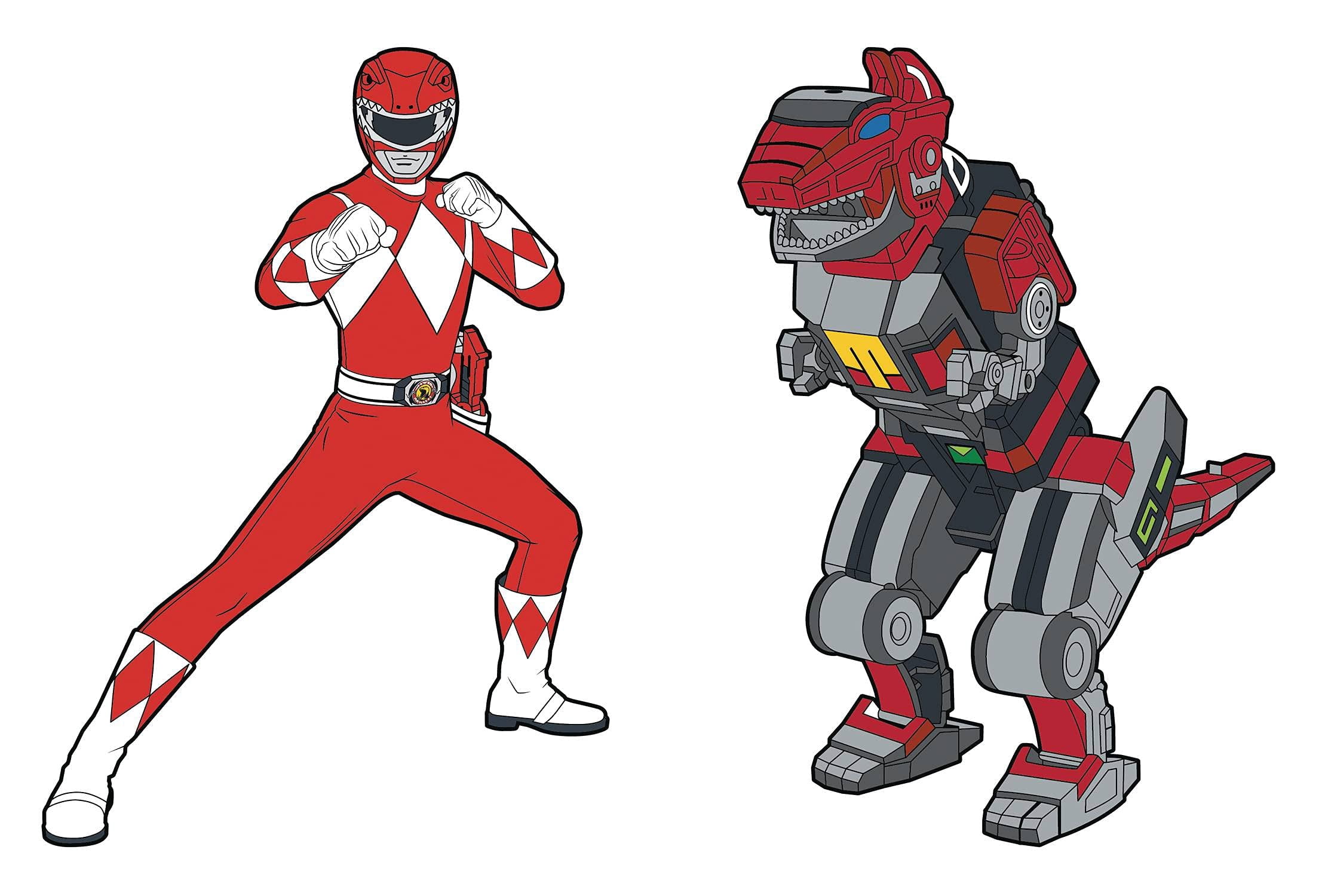 Icon Heroes - Power Rangers Red Ranger X Tyrannosaurus Zord Pin Set ...