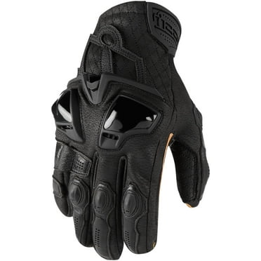 Icon Hypersport Short Mens Leather Motorcycle Gloves Black LG