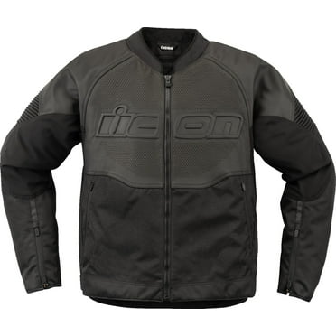 Icon Overlord 3 Mens Leather Motorcycle Jacket Black XL