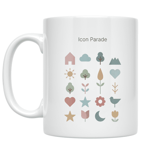 Icon Parade Pattern Design - Trend Enthusiast - 11 oz Ceramic Coffee Mug