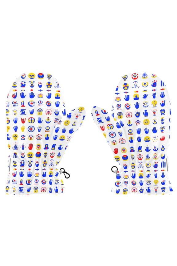 Icon Pattern Cold Weather Mittens Cozy Gloves with Adjustable Fit Perfect for Outdoor Fun