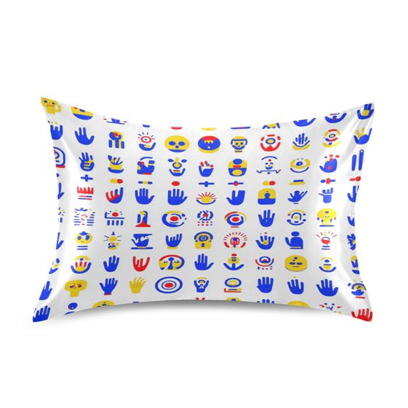 Icon Pattern Pillowcase Queen Size Luxury Silky Soft Wrinkle Resistant Envelope Closure 30x20in