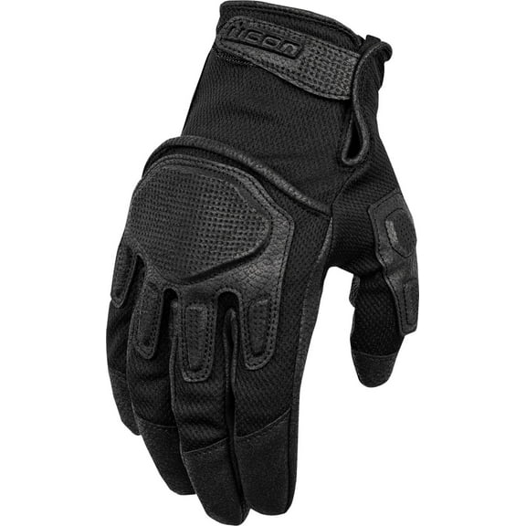 Icon Punchup Mens Leather Motorcycle Gloves Black 3XL