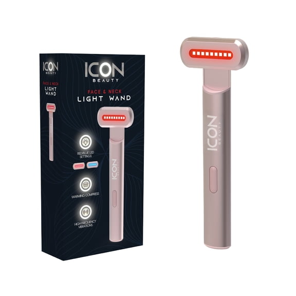Icon by Tzumi 4-in-1 Light Therapy Wand, Blue and Red Light Therapy for Face and Neck, Rechargeable