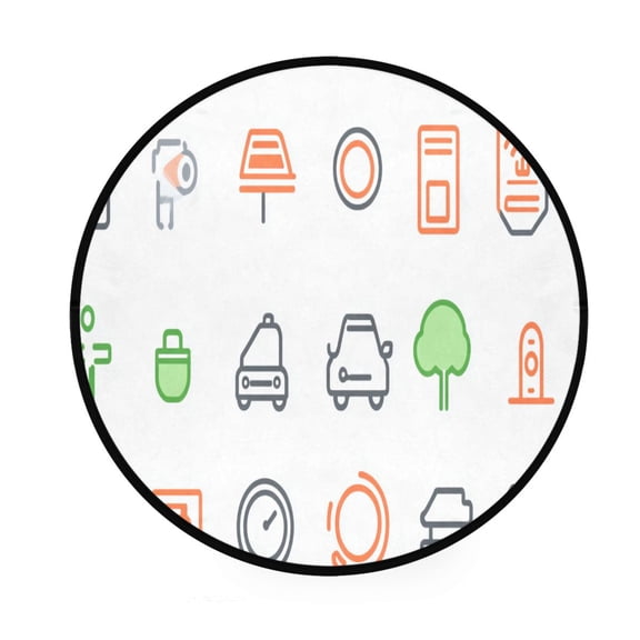 Icon Set for Urban Elements Memory Foam Bath Mat 36" Absorbent Rug with Non Slip Base and 4 Bonus Pads