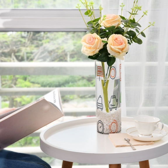 Icon Set for Urban Elements Plastic Vase 11.8'' x 3.9'' Transparent Non Breakable Decorative for Family