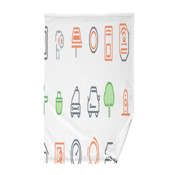 Icon Set for Urban Elements Soft 100% Cotton Towel, High Absorbency, Single Pack, 16" x 28"