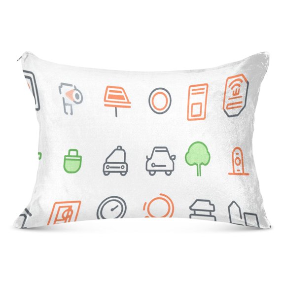 Icon Set for Urban Elements Soft Plush Pillow Cover, Zippered Design, Comfortable for Bedroom and Sofa
