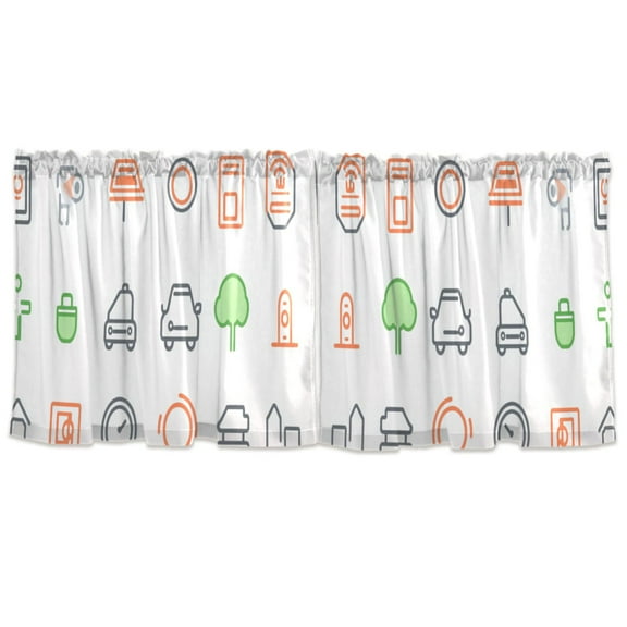 Icon Set for Urban Elements Tier Curtains for Kitchen 57x24 Inch Semi Sheer Light Filtering Half Window Curtains 2 Panels