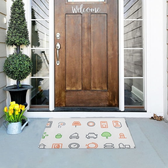Icon Set for Urban Elements Versatile Absorbent Door Mat, Non-Slip, Easy to Clean 32''x20''