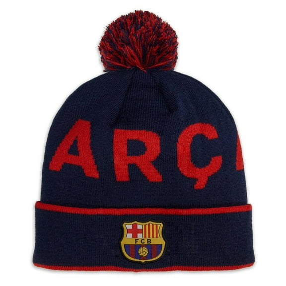 Icon Sports 2024 FC Barcelona Official Licensed Soft Knit Pom Beanie - Navy