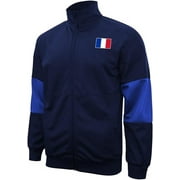 Icon Sports Active/Casual Soccer Track Jacket – Men’s Country Flag Themed Full Zip Up Adult Training Top - [France, Navy]