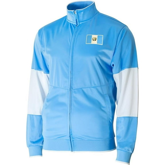 Icon Sports Active/Casual Soccer Track Jacket – Men’s Country Flag Themed Full Zip Up Adult Training Top - [Guatemala, Light Blue]