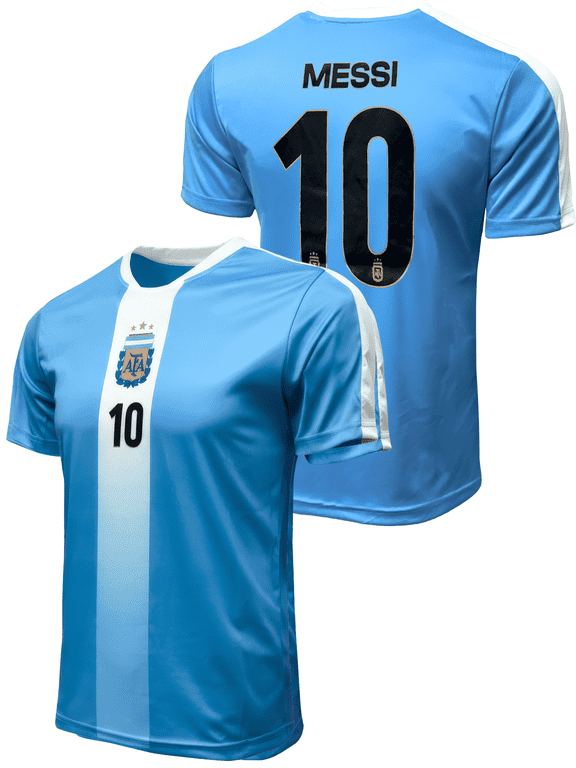 Argentina Messi #10 Jersey, Sky/White Stripes, Poly, YXS-XXL