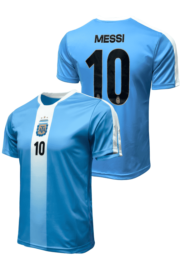 Argentina Messi #10 Jersey, Sky/White Stripes, Poly, YXS-XXL