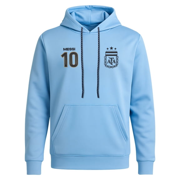 Icon Sports Argentina Officially Licensed Team Soccer Hoodie - Adult Player 10 | Light Blue Medium