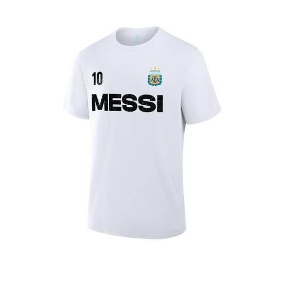 Icon Sports Argentina Player 10 Official Licensed Cotton T-Shirt Soccer Tee Top - White, Large