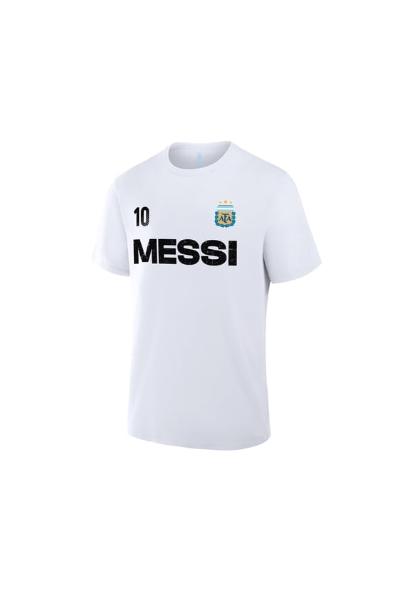 Argentina Player 10 Official Licensed Cotton T-Shirt Soccer Tee Top - White, XL