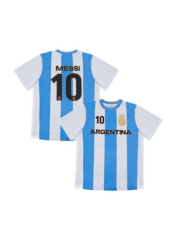 Argentina Player 10 Official Licensed Poly T-Shirt Soccer Tee Top Youth Boys' Size - White, YXL