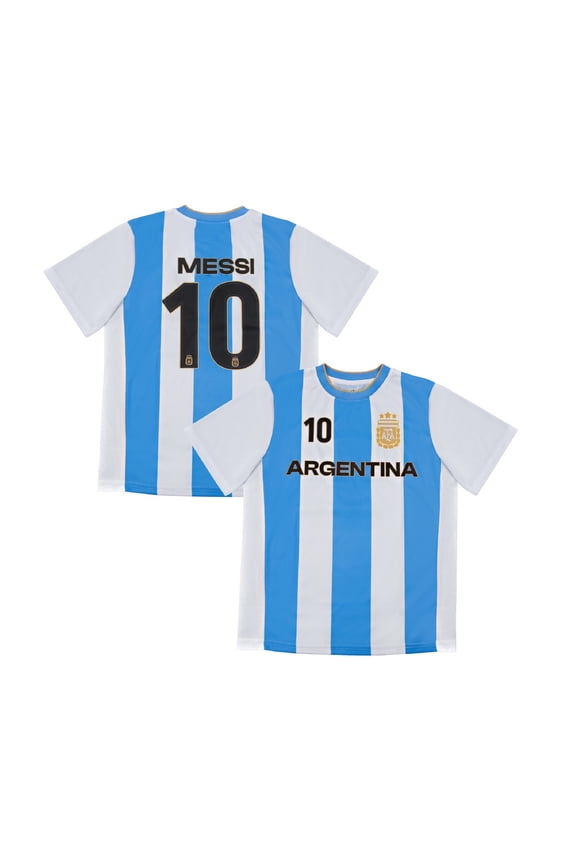 Argentina Player 10 Official Licensed Poly T-Shirt Soccer Tee Top Youth Boys' Size - White, YXL