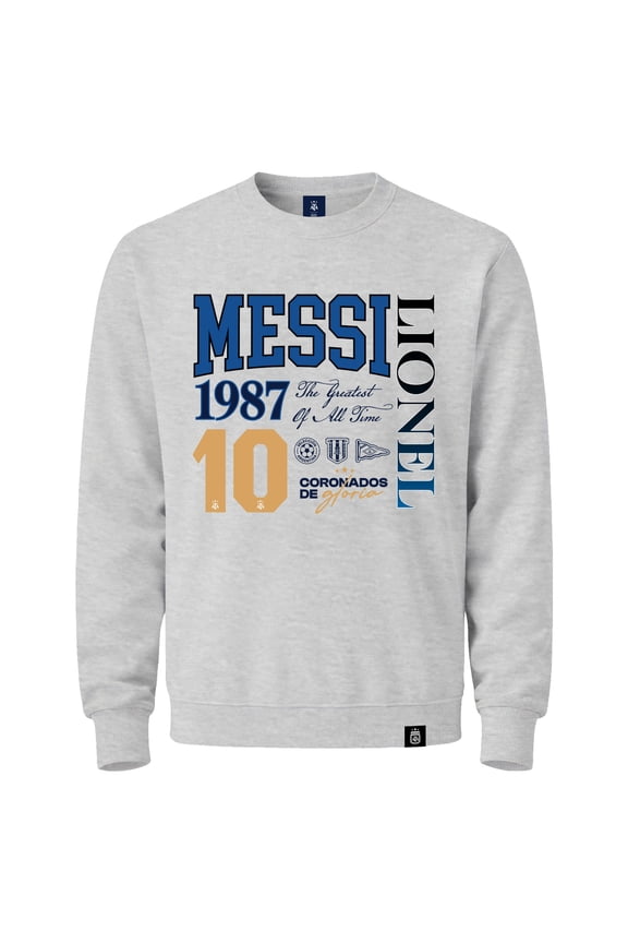 Argentine Futbol Association Soccer Team Crew Neck Sweater - Adult Player 10 | Light Gray Small