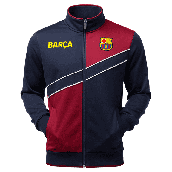 Icon Sports Barcelona Track Jacket, Maroon Blue Stripe, 100% Polyester, YS-XXL