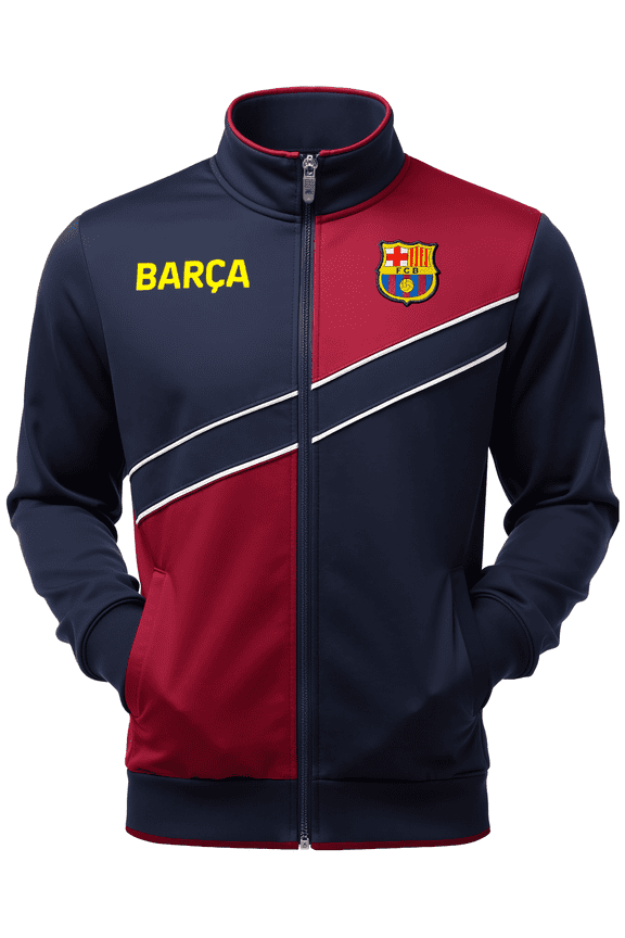 Barcelona Track Jacket, Maroon Blue Stripe, 100% Polyester, YS-XXL