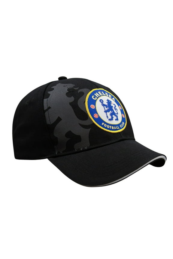 Chelsea FC Soccer Club Embroidered Logo 6 Panel Cap - Black Faded Logo