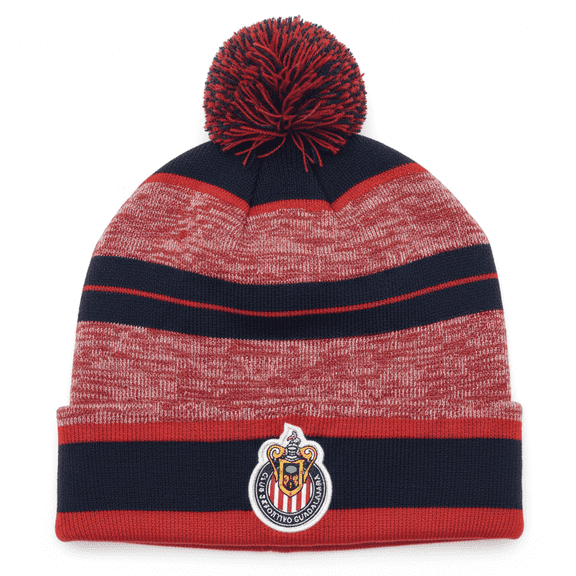 Icon Sports Chivas Pom Pom Beanie, Red/Blue Acrylic Adult OSFM