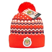 Icon Sports Chivas de Guadalajara Official Red with ZigZag Pattern Soccer Pom Beanie
