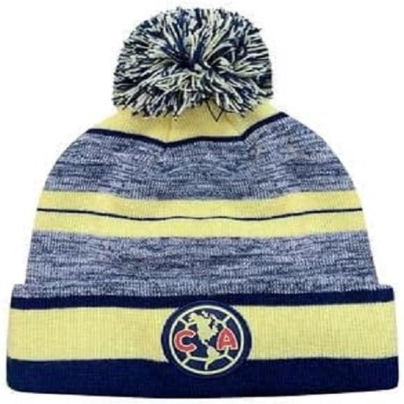 Icon Sports Club América Adult Unisex Pom Pom Winter Soccer Beanie 1a