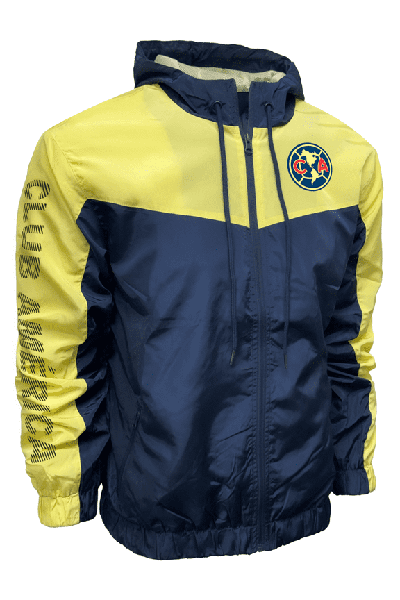 Club America Adult Yellow/Blue Rain Jacket, 100% Nylon, S-XXL