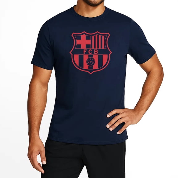 Icon Sports FC Barcelona Logo T-Shirt (Medium, Navy)