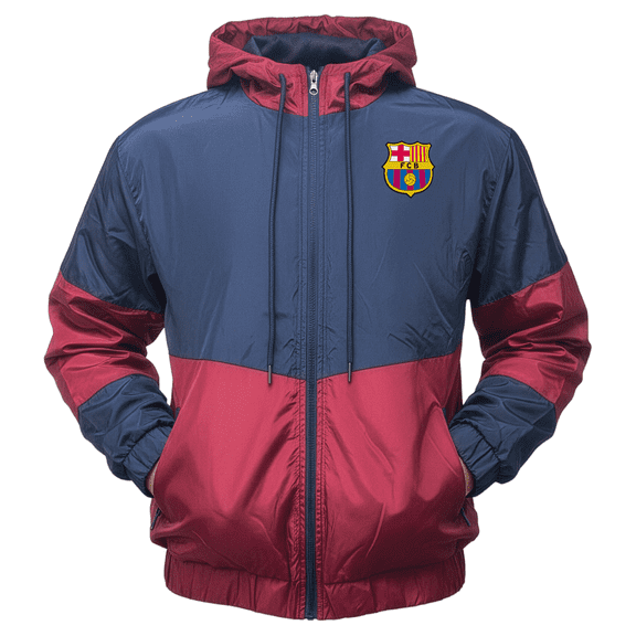 Icon Sports FC Barcelona Navy/Maroon Rain Jacket, 100% Nylon, YS-XXL
