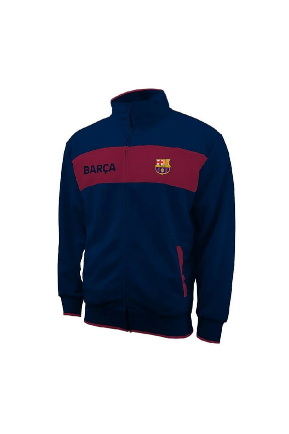FC Barcelona Official Licensed Track Jacket, Full Zip - Navy, Medium